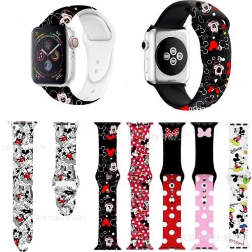 Disney Mickey Mouse Apple Watch Strap 44 Mm 40 Mm 42 Mm 38 Mm Printed Strap Cartoon Strap Bracelet for IWatch Series SE/6/5/4/3