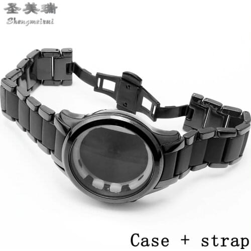 Shengmeirui ceramic strap + case watch accessories FOR ar1451 ar1452 quartz watch women and Mans wristband 22MM 24MM bracelet