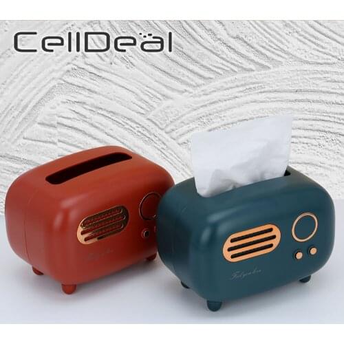 Retro Radio Tissue Box Dust-proof Napkins Placement Desktop Paper Holder Home Ornament Wipes Storage Box Organizer Dispenser