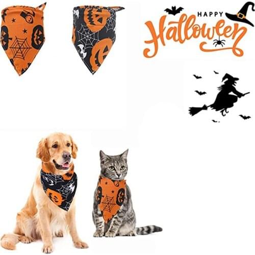 Halloween Pet Scarf Pumpkin Ghost Spider Triangle Bib Scarf Accessories Suitable For Dog Cat Puppy Halloween Christmas Party