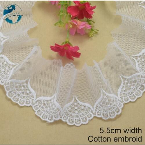 5.5cm white lace cotton embroidery lace french lace ribbon fabric guipure diy trims warp knitting sewing Accessories#2987