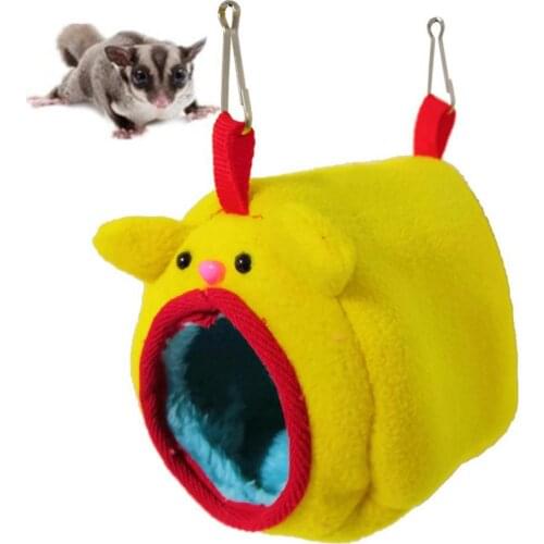 Yellow Cute Cotton Plush Hole Hamster Squirrel Parrot Bird Warm Nest Hanging Hammock Bed House Tree-hole-shaped Hanging Nest
