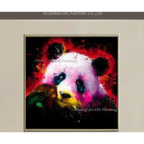 Handmade Modern Panda Oil Painting Abstract Black Painting On Canvas Room Wall Decor Chinas National Treasure Cherish Animals