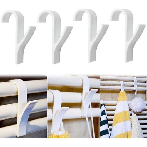 1/4pcs White Hanger for Heated Towel Radiator Rail Bath Hook Holder Clothes Hanger Plegable Scarf Hanger Drying Space Towel Rack