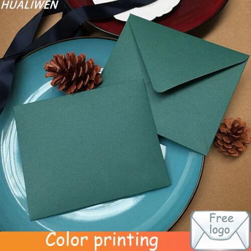 Dark green tip cover bag with invitation letter business wedding green blank envelope