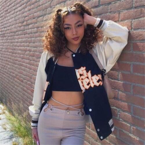 Womens Embroidery Baseball Jacket Male Coat Loose Streetwear Female BF Style Jacket Unisex Bomber Jacket Varsity Couples