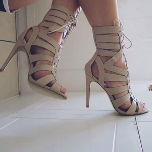 ASHIOFU Handmade Ladies Sexy High Heel Sandals Cross-straps Cut-out Party Summer Shoes Peep-toe Club Evening Fashion Sandals