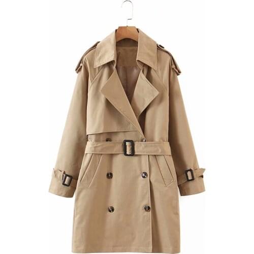 XIKOM 2021 Women Autumn Fashion Long trench Coat Vintage Khaki Double Breasted Belt Slim Female Streetwear Windbreaker Outwear