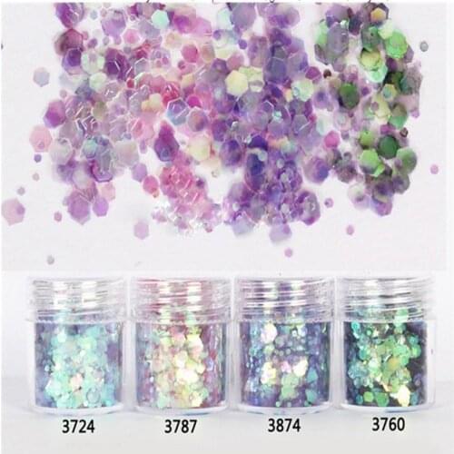 10g/Box Unicorn Chunky Nail Glitter Sequins Gradient Purple Nail Confetti Powder Pallette Nail Decorations For Holiday