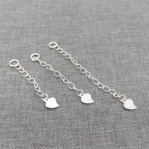 10 Pieces 925 Sterling Silver Heart Extension Chains Extender Chain for Necklace