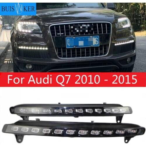 2PCS For Audi Q7 2010 - 2015 Dynamic Yellow Turn Signal Function Car DRL Waterproof 12V LED Daytime Running Light Fog Lamp Bulb