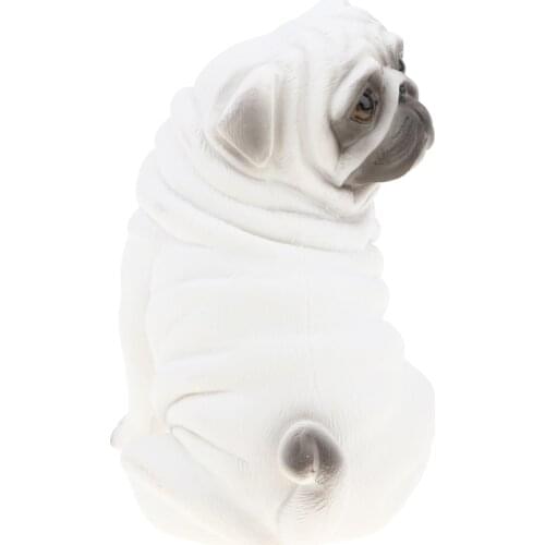 4.2" White Pug Dog Model Figurine Kids Animal Figure Toy Collection