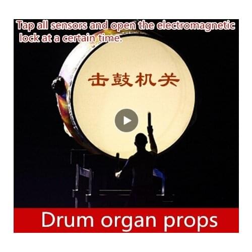 Real life games escape room props Drums unlock organ props horror game Tap all sensors and unlock escape room game