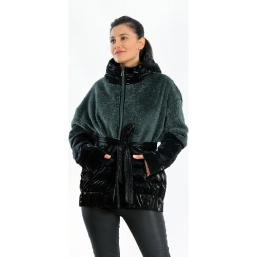 9ThWave 2020 yeni lüks gerçek kürk ceket kış ceket kadın hakiki deri kürk kuzu kıvırcık tüy giyim su geçirmez TXC-019