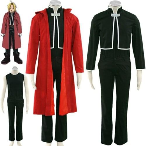 Anime Fullmetal Alchemist Edward Elric Cosplay Costume Outfit + Belt Halloween Adult Costumes for Women/Men Custom Any Size