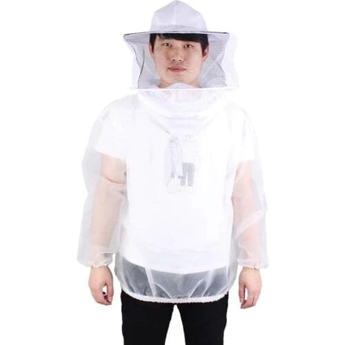White Beekeeping Jacket Veil Dress Hat Equip Suit Smock Protective Equipment