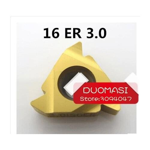 Free Shipping 16ER 3.0ISO External Indexable Tungsten Carbide Threading Lathe Inserts for SER Threaded Lathe Holder