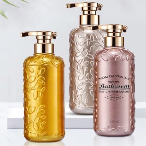 Oval Leaf Soap Bottle Shampoo Shower Gel Flash Empty Bottles Refillable Soap Dispenser for Kitchen/Bathroom