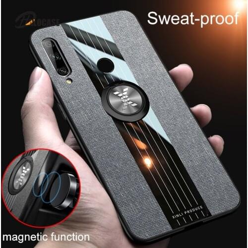 For Realmi C3 Case Fabric Cloth Armor Ring Holder Case For Realme C3 Realmy Real Me C 3 Plain Silicone Coque Fitted Phone Cover