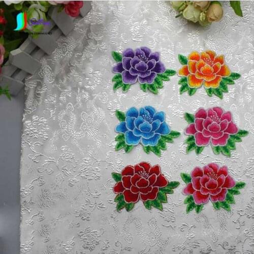 Colorful Peony Embroidery Cloth Paste,Stage Show Costumes DIY Decoration Accessories Peony Embroidery Patch S0532H
