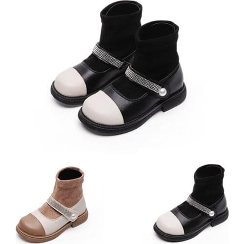 Kids comfortable Rhinestone Martin Boots Childrens Soft Leather Ankle Boot Shoes Spring Autumn Winter Outdoor Boots