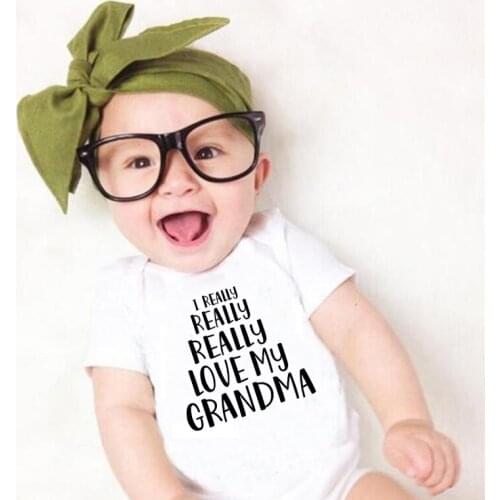 Baby Present I Really Really Really Love My Grandma Boys Girls Romper Newborn Baby Bodysuits Cotton Summer Short Sleeve Clothes