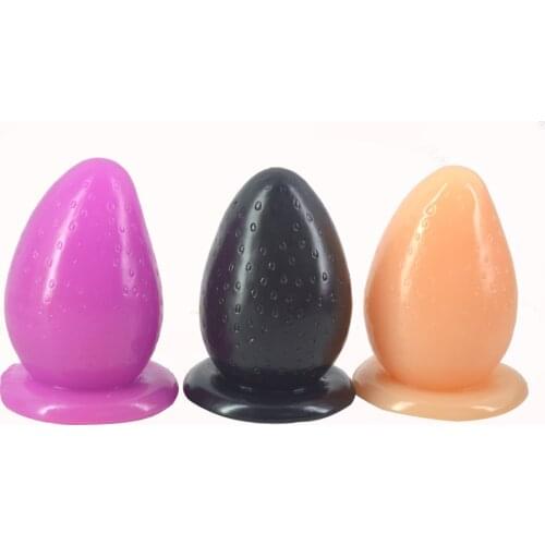 FAAK Big anal plug with suction cup strawberry butt plug anus massage partical huge 3" thick anal stuffed stopper sex toys