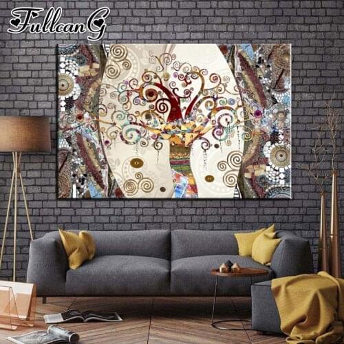 FULLCANG Gustav Klimt Abstract tree diy 5d mosaic diamond painting full square round drill rhinestone embroidery sale FC2799