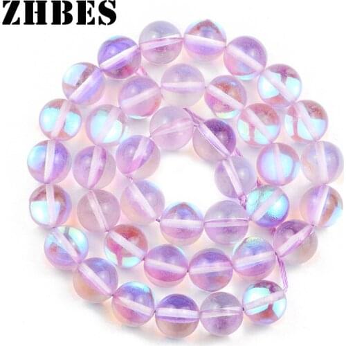 Natural Stone Purple Synthetic Flash Labradorite Stone Round Spacers Loose Beads 6 8 10MM Beads For Jewelry Bracelet Making DIY