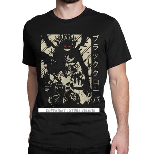 Awesome Men Tops T Shirt Black Clover Asta Japanese AnimeMen Crew Neck Cotton T Shirts Camisas Streetwear Tee Shirt