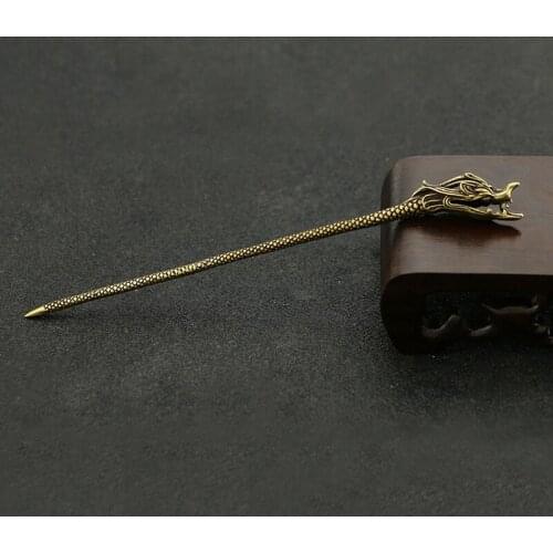 Retro Dragon Brass Cigar Pass Needle Portable Drill Dredge Loose Cigarette Smoker Vintage Carving Smoking Accessories Wholesale