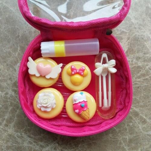 LIUSVENTINA 2018 New DIY Resin Cute Ice Cream Flower Bowknot Contact Lens Case Bag Container for Color Lenses Gift for Girl