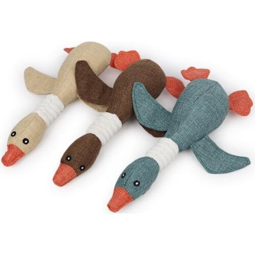 Cute Linen Plush Toys Squeaky Pet Gooes Animal Toy Dog Chew squeak Duck Toys Whistling Cleaning Teeth Toy Chew Training Supplies