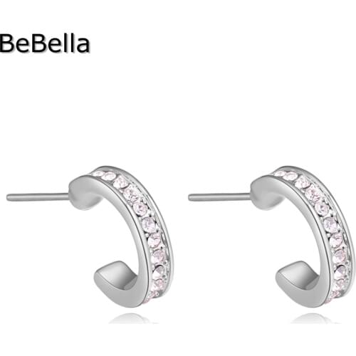 BeBella cute curved arc crystal stud earrings made with Czech crystals 1.2cm Nickel-free not allergic