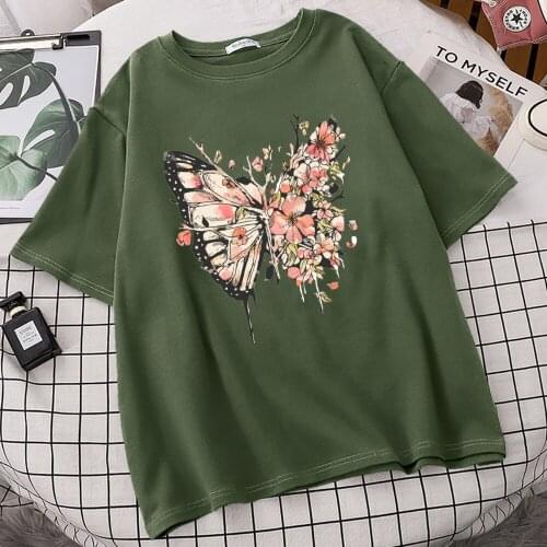 Butterflies Full Of Flowers Printing Man T-Shirts Vintage Round Neck Tshirts Sports Slim Clothes Casual Harajuku Tshirts Men