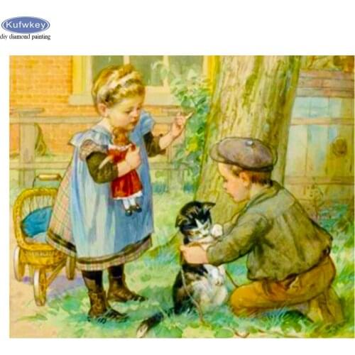 5D DIY Diamond Painting"Have Fun Boy And Girl" Embroidery Cross Stitch Kit Full Square Drill Diamond Mosaic Rhinestone Decor