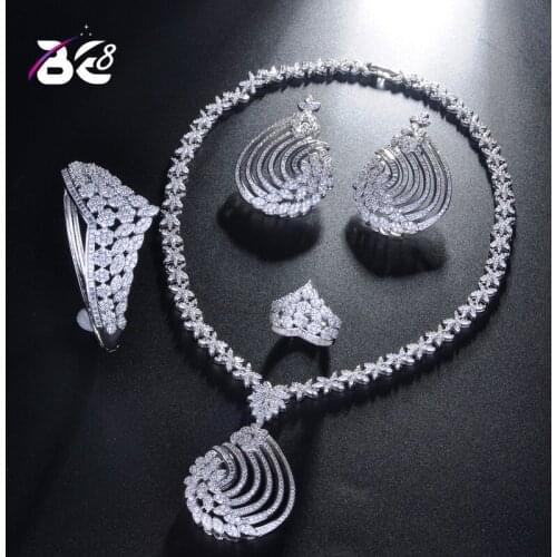 Be 8 Shinning Pave CZ Dubai Jewelry Sets 2018 Women Wedding Zirconia geometric Design Copper 4pcs Jewelry Set Bride JewelryS216