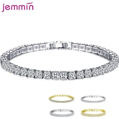 New AAA 1 Carat Round Cubic Zirconia Tennis Bracelets Micro CZ Inlay Bracelets & Bangles 925 Sterling Silver Wedding Engagement