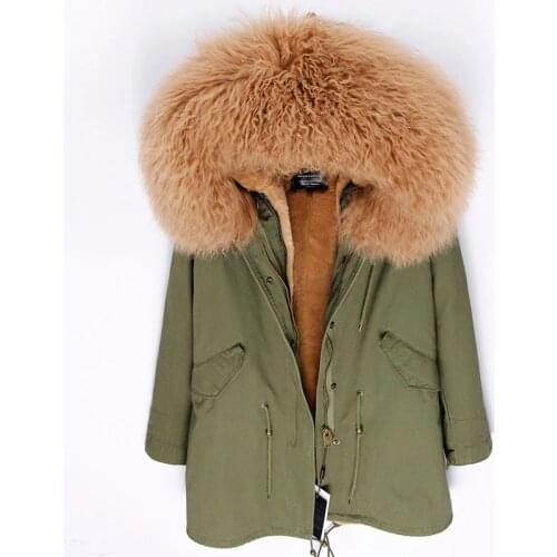 New winter jackets and coats woman luxurious lamb fur parka mongolia
