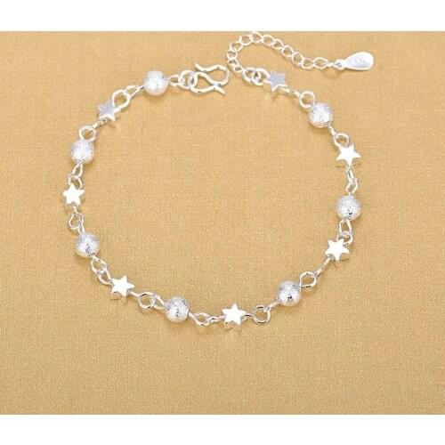 New Simple Elegant Silver Color Chain Bracelet For Women Exquisite Trendy Flower Star Heart Charm Bracelets Fashion Jewelry Gift
