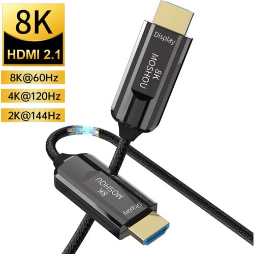 MOSHOU Optical Fiber HDMI 2.1 Cable for PS5 8K/60Hz 4K/120Hz 48Gbs with Audio HDMI Cord HDR Lossless amplifier for RTX3080 3090