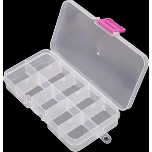 10 Grid Plastic Storage Box Ring Jewelry Adjustable Transparent Box Beads mini Jewelry Accessories Screw Tool Organizer Box