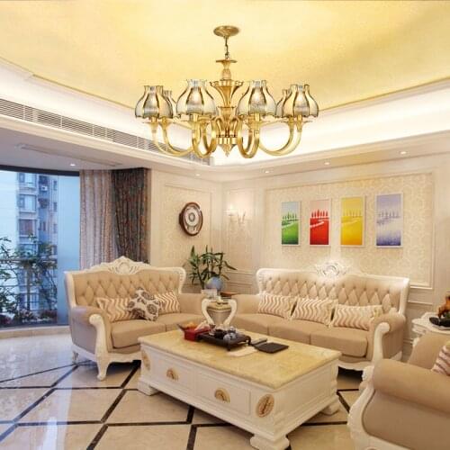 Penthouse suspension Led Chandelier Deluxe Copper Lamps for Living Room Dining Room Lamp Romantic wedding lighting fixture Avize