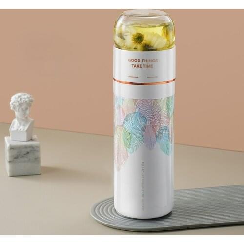 Portable Stainless Steel Thermos Bottle Tea Separation Travel Creative Leak Proof Drinking Tea Thermos Cup Filter Gifts BS50SP