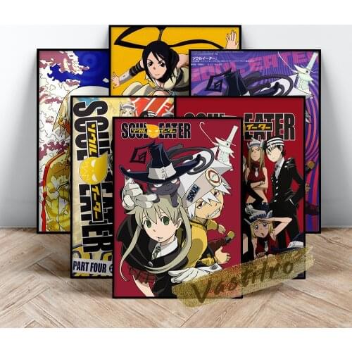 Comic Soul Eater Poster, Japanese Manga Wall Picture, Japan Anime Wall Art, Funny Cartoon Figure Prints, Kids Room Wall Decor