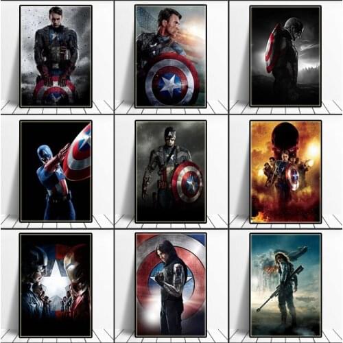 Captain America Anime Posters Disney Marvel Superheroes Wall Art Print Canvas Painting Picture Living Room Home Decor