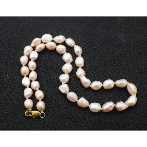 Freshwater pearl pink purple baroque 7-9mm necklace 16inch FPPJ wholesale beads nature