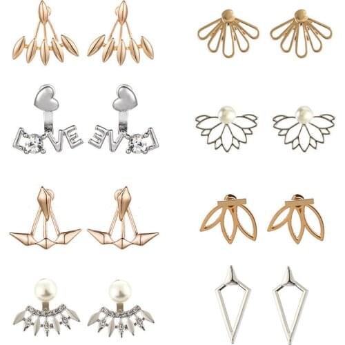 Simple Gold/Silver color Metal Earring For Women Hollow Glossy Geometric Shape Double Sieded Earring Gift Jewelry Hot Selling