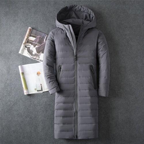 2019 White Duck Down Jacket Mens Winter Coat Hooded X-Long Down Parka Brand Clothing High Quality Russian Winter Jackets