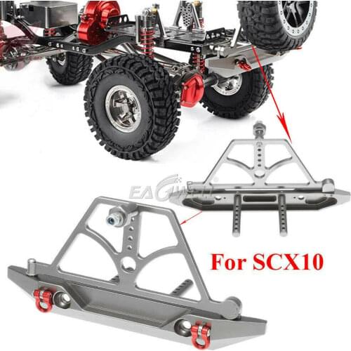 RCTOYFUN Silver CNC Aluminum Rear Bumper With Spare Tire Rack Remodel Accessory For 1/10 RC Crawler Car Axial SCX10 90046 90047